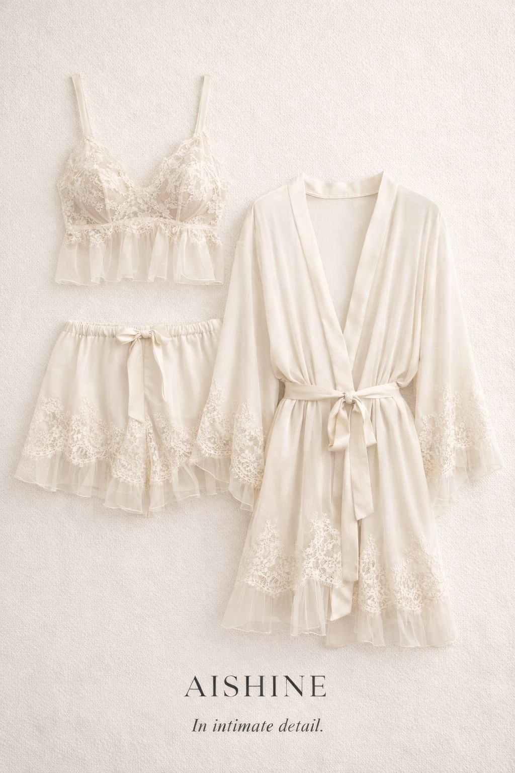 AISHINE Ivory Chantilly Lace 3-Piece Set
